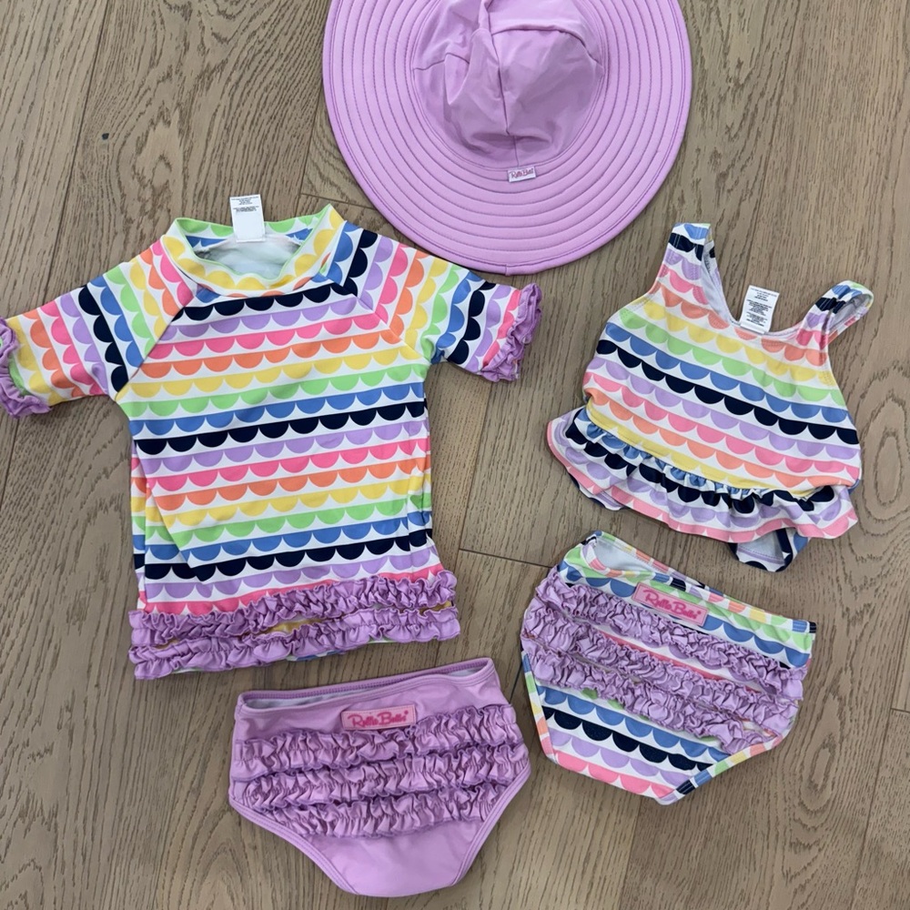 Ruffle Butts Toddler Swim Set - Rainbow